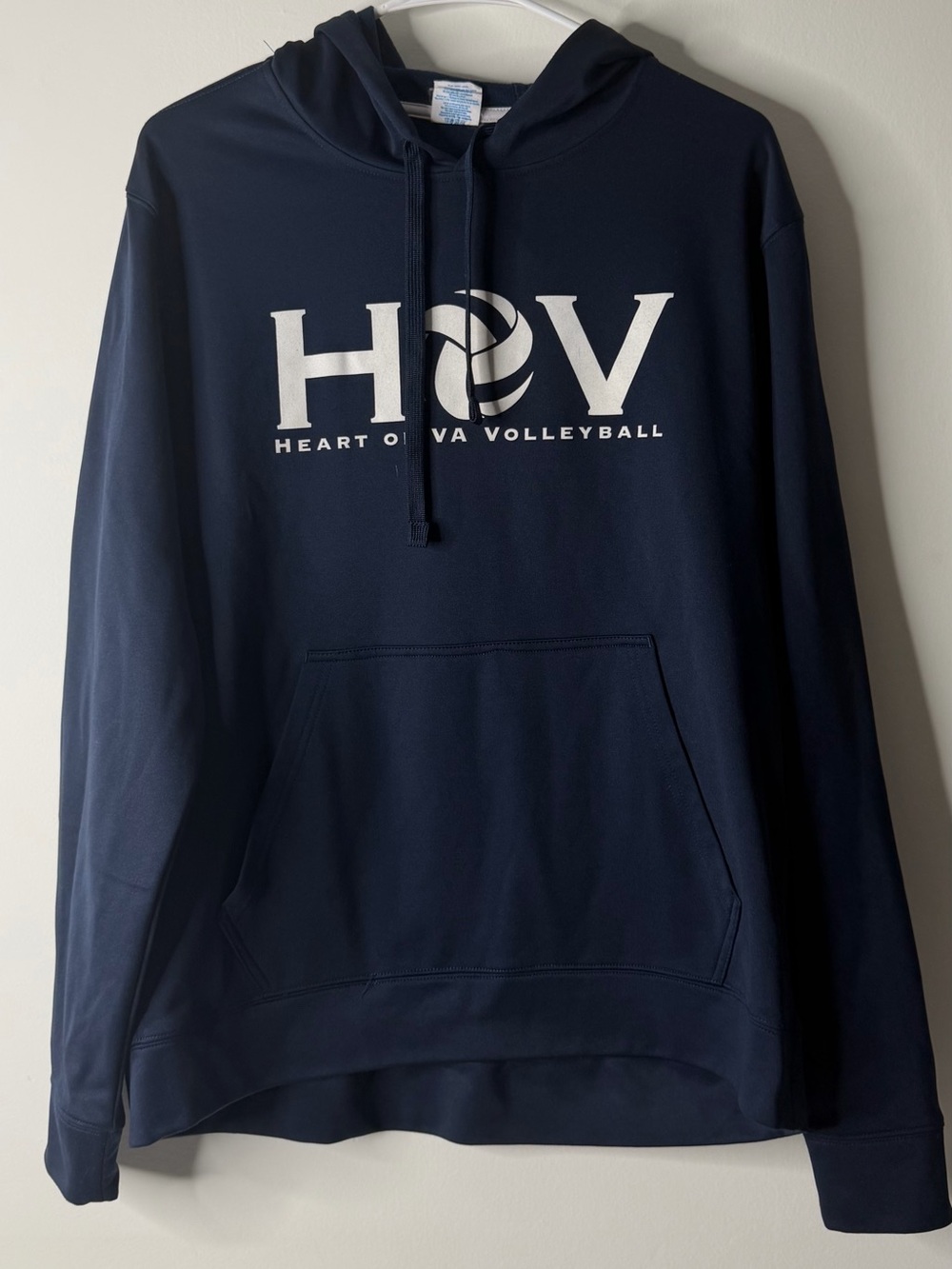 Port and Company Navy Crewneck Hoodie with White Volleyball Logo